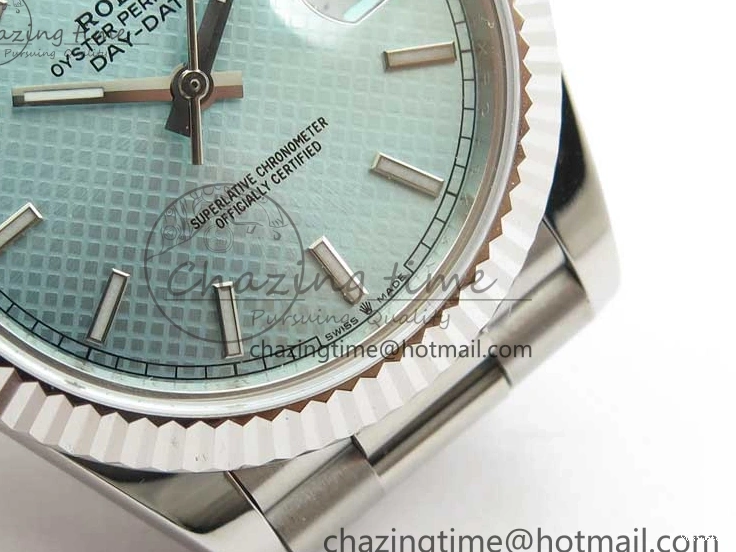 A2836 Dial 228239 Dial Blue SS BP SS Version Textured 904 on Day-Date President 40mm Ice Bracelet New 0724